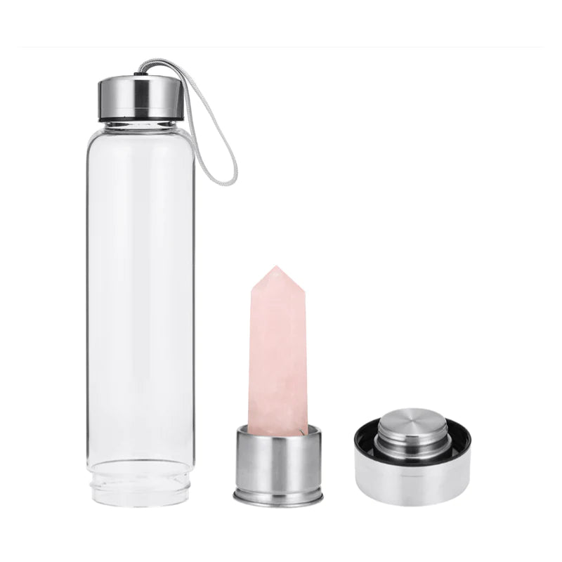 Rose Quartz Crystal Elixir Water Bottle